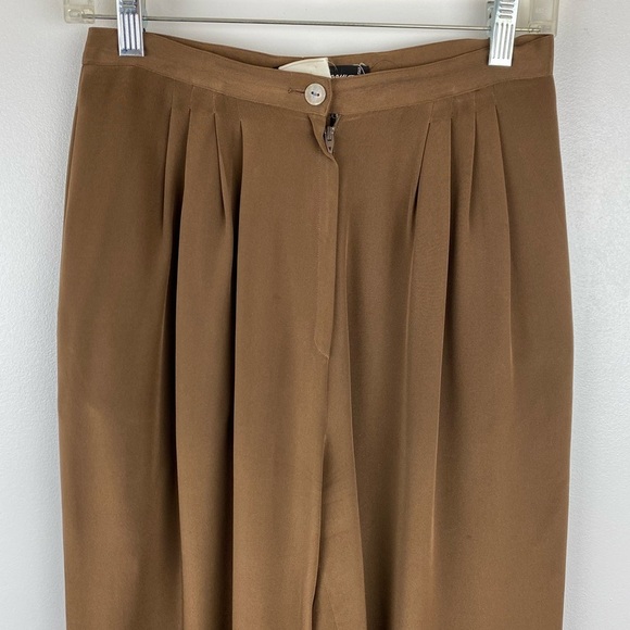 Vintage High Rise Salvatore Ferragamo 100% Silk Caramel - Picture 2 of 9